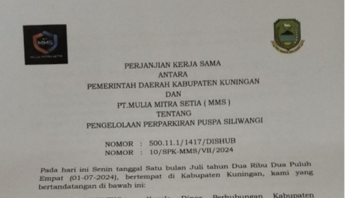 Surat Perjanjian Kerjasama Pengelolaan Parkir Puspa Siliwangi. (Foto: Dok. Ist)