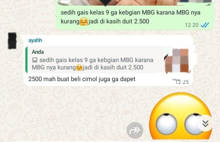 Tangkapan layar percakapan antara siswa dengan orang tua. (Foto: dok.ist)