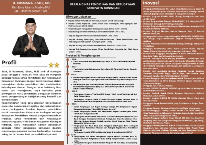 Profil U Kusmana, S.Sos., M.si. (Foto: dok. ist/k1)