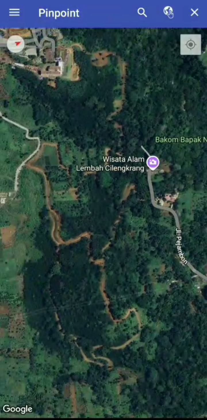 Tangkapan layar video pinpoint kawasan wisata Arunika dengan jalur yang tembus ke Desa Pajambon. (Foto: dok. google/handover)