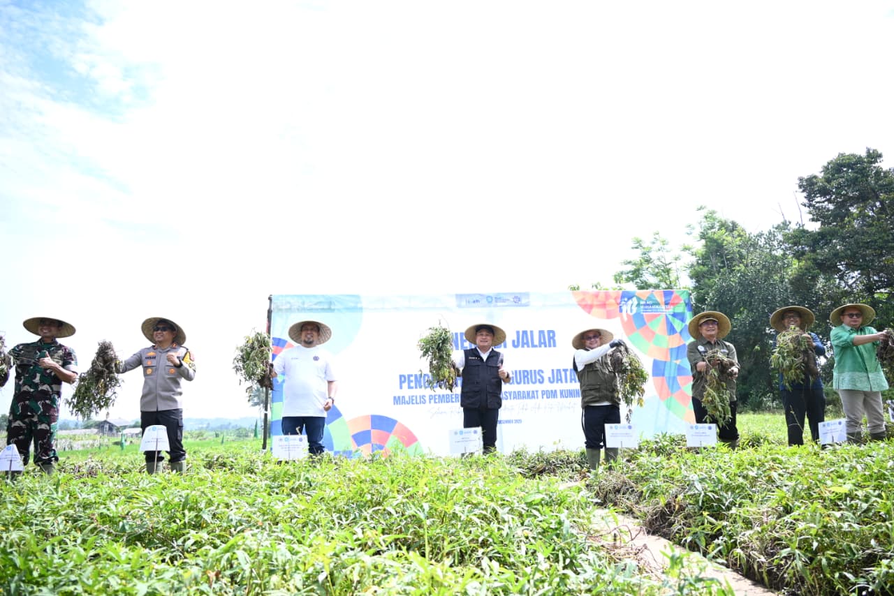 Bupati Kuningan Dian Rachmat Yanuar menghadiri panen raya ubi jalar dan pengukuhan Jama’ah Tani Muhammadiyah di Kabupaten Kuningan (foto:dok. pemkab/ist)