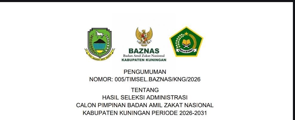 Surat pengumuman seleksi calon pimpinan Baznas Kuningan(foto:dok. baznas/tohirin)
