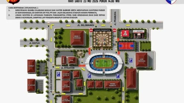 Rute parkiran area nobar akbar (foto:dok ist/tohirin)
