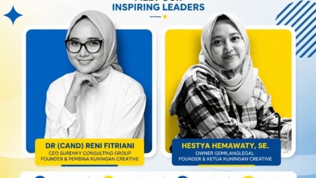 Hestya Hemawaty, SE selaku Founder dan Ketua Kuningan Creative bersama Dr. Reni Fitriani selaku Founder dan Pembina Kuningan Creative, mendorong percepatan UMKM Kuningan menuju ekosistem digital melalui kolaborasi dan penguatan branding. (Foto: dok. ist)