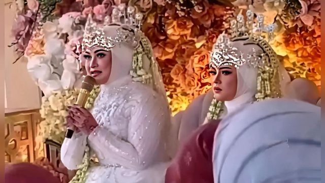 Hadiah ulang tahun untuk suami. Kisah pernikahan seorang kiai di Kuningan dengan santri alumninya menjadi viral setelah istri pertama terlihat mendampingi hingga ke pelaminan. (Foto: dok.net)