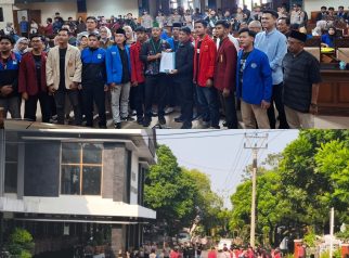 Ratusan mahasiswa dari Cipayung Plus dan BEM UM Kuningan geruduk DPRD Kuningan dalam sehari. MBG, KDMP, BBM, dan RUU Polri jadi sorotan. (Foto: dok. ist)