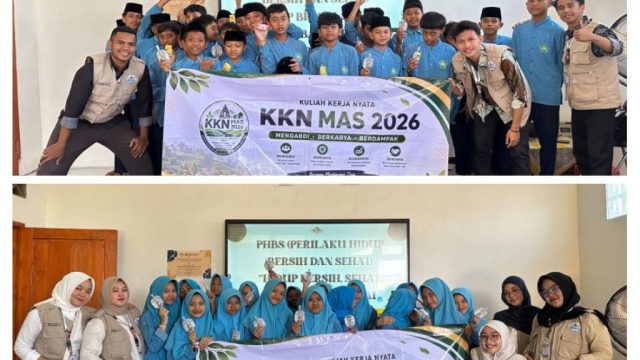 KKN Mas Kelompok 66 edukasi di MTs Miftahul Ulum PHBS dan DAGUSIBU (foto:dok ist/tohirin)