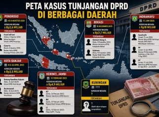 Peta Kasus Tunjangan DPRD di Berbagai Daerah. (Dok. gpt)
