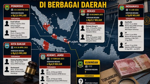 Peta Kasus Tunjangan DPRD di Berbagai Daerah. (Dok. gpt)