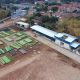 Foto udara lokasi pembangunan pabrik garmen PT City Nine International di Desa Cieurih, Kecamatan Cidahu, Kabupaten Kuningan, yang menjadi sorotan lantaran dokumen AMDAL dan PBG disebut belum terbit. (Dok. Ist)
